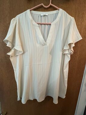 Maurices Cream V-Neck Flutter Sleeve Blouse